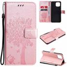 For Xiaomi Mi 11 Lite 5G Tree & Cat Pattern Pressed Printing Horizontal Flip PU Leather Case with Holder & Card Slots & Wallet & Lanyard(Rose Gold) - 1