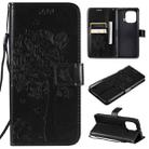 For Xiaomi Mi 11 Pro Tree & Cat Pattern Pressed Printing Horizontal Flip PU Leather Case with Holder & Card Slots & Wallet & Lanyard(Black) - 1