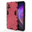For vivo V21 Punk Armor 2 in 1 PC + TPU Shockproof Case with Invisible Holder(Light Red) - 1
