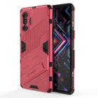 For Xiaomi Redmi K40 Gaming Punk Armor 2 in 1 PC + TPU Shockproof Case with Invisible Holder(Light Red) - 1