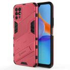 For Honor Play 5T Punk Armor 2 in 1 PC + TPU Shockproof Case with Invisible Holder(Light Red) - 1