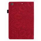 For iPad 10.2 2021 / 2020 / 2019 Calf Pattern Double Folding Design Embossed Leather Case with Holder & Card Slots & Pen Slot & Elastic Band(Red) - 2