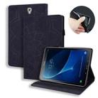 For Galaxy Tab A 10.5 T590 / T595 Calf Pattern Double Folding Design Embossed Leather Case with Holder & Card Slots & Pen Slot & Elastic Band(Black) - 1