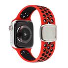 Double Color Silicone Watch Band For Apple Watch Ultra 49mm / Series 8&7 45mm / SE 2&6&SE&5&4 44mm / 3&2&1 42mm(Red Black) - 1