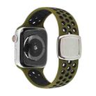 Double Color Silicone Watch Band For Apple Watch Ultra 49mm / Series 8&7 45mm / SE 2&6&SE&5&4 44mm / 3&2&1 42mm(Olive Green Black) - 1