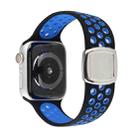 Double Color Silicone Watch Band For Apple Watch Ultra 49mm&Watch Ultra 2 49mm / Series 9&8&7 45mm / SE 3&SE 2&6&SE&5&4 44mm / 3&2&1 42mm(Black Blue) - 1