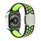 Double Color Silicone Watch Band For Apple Watch Ultra 49mm / Series 8&7 45mm / SE 2&6&SE&5&4 44mm / 3&2&1 42mm(Black Green) - 1