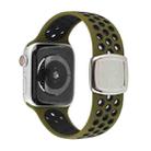 Double Color Silicone Watch Band For Apple Watch Series 8&7 41mm / SE 2&6&SE&5&4 40mm / 3&2&1 38mm(Olive Green Black) - 1