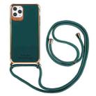 For iPhone 12 mini Electroplating TPU Four-Corner Shockproof Protective Case with Lanyard (Deep Green) - 1