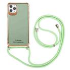 For iPhone 12 Pro Max Electroplating TPU Four-Corner Shockproof Protective Case with Lanyard(Green) - 1