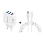 SOlma 2 in 1 6.2A 3 USB Ports Travel Charger + 1.2m USB to Micro USB Data Cable Set, EU Plug - 1