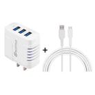 SOlma 2 in 1 6.2A 3 USB Ports Travel Charger + 1.2m USB to Micro USB Data Cable Set, US Plug - 1