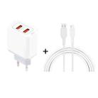 K0-99 2 in 1 5V / 3.1A 2 USB Ports Travel Charger with 1.2m USB to USB-C / Type-C Data Cable Set, EU Plug - 1