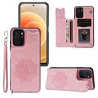 For Xiaomi Redmi Note 10 Mandala Embossed PU + TPU Case with Holder & Card Slots & Photo Frame & Strap(Rose Gold) - 1