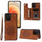 For Xiaomi Redmi Note 10 Mandala Embossed PU + TPU Case with Holder & Card Slots & Photo Frame & Strap(Brown) - 1