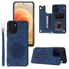 For Xiaomi Redmi Note 10 Mandala Embossed PU + TPU Case with Holder & Card Slots & Photo Frame & Strap(Blue) - 1