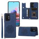 For Xiaomi Redmi Note 10 Pro Max Mandala Embossed PU + TPU Case with Holder & Card Slots & Photo Frame & Strap(Blue) - 1
