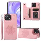 For Xiaomi Mi 11 Lite Mandala Embossed PU + TPU Case with Holder & Card Slots & Photo Frame & Strap(Rose Gold) - 1