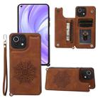 For Xiaomi Mi 11 Lite Mandala Embossed PU + TPU Case with Holder & Card Slots & Photo Frame & Strap(Brown) - 1