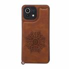 For Xiaomi Mi 11 Lite Mandala Embossed PU + TPU Case with Holder & Card Slots & Photo Frame & Strap(Brown) - 2