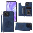 For Xiaomi Mi 11 Lite Mandala Embossed PU + TPU Case with Holder & Card Slots & Photo Frame & Strap(Blue) - 1