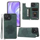 For Xiaomi Mi 11 Lite Mandala Embossed PU + TPU Case with Holder & Card Slots & Photo Frame & Strap(Green) - 1