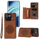 For Xiaomi Mi 11 Pro Mandala Embossed PU + TPU Case with Holder & Card Slots & Photo Frame & Strap(Brown) - 1