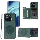 For Xiaomi Mi 11 Pro Mandala Embossed PU + TPU Case with Holder & Card Slots & Photo Frame & Strap(Green) - 1