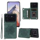 For Xiaomi Mi 11 Ultra Mandala Embossed PU + TPU Case with Holder & Card Slots & Photo Frame & Strap(Green) - 1