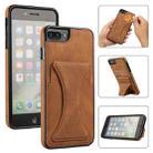 Ultra-thin Shockproof Protective Case with Holder & Metal Magnetic Function For iPhone 8 Plus / 7 Plus(Brown) - 1