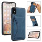 For iPhone X / XS Ultra-thin Shockproof Protective Case with Holder & Metal Magnetic Function(Blue) - 1