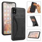 For iPhone X / XS Ultra-thin Shockproof Protective Case with Holder & Metal Magnetic Function(Black) - 1