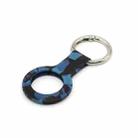 Wet Sticking Pattern Anti-scratch Silicone Shockproof Protective Cover Case with Keychain Ring Loop For AirTag(Blue Camouflage) - 1
