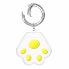 Cute Cat Paw Silicone Shockproof Protective Cover Soft Case with Keychain Ring Loop For AirTag(Yellow) - 1