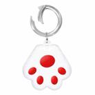 Cute Cat Paw Silicone Shockproof Protective Cover Soft Case with Keychain Ring Loop For AirTag(Red) - 1
