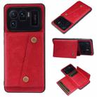 For Xiaomi Mi 11 Ultra Double Buckle PU + TPU Shockproof Magnetic Protective Case with Card Slot & Holder(Red) - 1