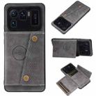 For Xiaomi Mi 11 Ultra Double Buckle PU + TPU Shockproof Magnetic Protective Case with Card Slot & Holder(Grey) - 1
