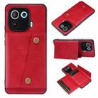 For Xiaomi Mi 11 Pro Double Buckle PU + TPU Shockproof Magnetic Protective Case with Card Slot & Holder(Red) - 1