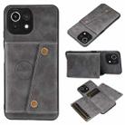 For Xiaomi Mi 11 Lite Double Buckle PU + TPU Shockproof Magnetic Protective Case with Card Slot & Holder(Grey) - 1