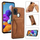 For Samsung Galaxy A21s Ultra-thin Shockproof Protective Case with Holder & Metal Magnetic Function(Brown) - 1