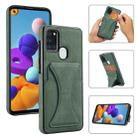 For Samsung Galaxy A21s Ultra-thin Shockproof Protective Case with Holder & Metal Magnetic Function(Green) - 1