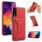 For Samsung Galaxy A50 Ultra-thin Shockproof Protective Case with Holder & Metal Magnetic Function(Red) - 1