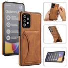 For Samsung Galaxy A52 5G / 4G Ultra-thin Shockproof Protective Case with Holder & Metal Magnetic Function(Brown) - 1