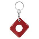 Square PU Leather Case Shockproof Anti-scratch Protective Cover with Keychain Ring Loop For AirTag(Red) - 1