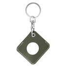 Square PU Leather Case Shockproof Anti-scratch Protective Cover with Keychain Ring Loop For AirTag(Army Green) - 1