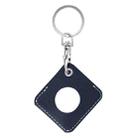 Square PU Leather Case Shockproof Anti-scratch Protective Cover with Keychain Ring Loop For AirTag(Night Blue) - 1