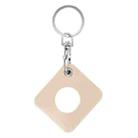 Square PU Leather Case Shockproof Anti-scratch Protective Cover with Keychain Ring Loop For AirTag(Apricot White) - 1