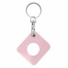 Square PU Leather Case Shockproof Anti-scratch Protective Cover with Keychain Ring Loop For AirTag(Cream Pink) - 1