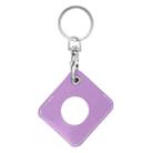 Square PU Leather Case Shockproof Anti-scratch Protective Cover with Keychain Ring Loop For AirTag(Purple) - 1