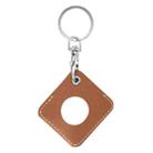 Square PU Leather Case Shockproof Anti-scratch Protective Cover with Keychain Ring Loop For AirTag(Brown) - 1